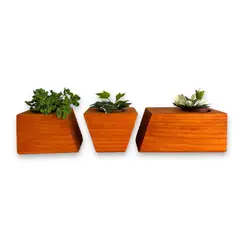 GENERICO - Porta macetero lingot3 de madera para suculentas color alerce