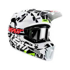 LEATT - Kit Casco Con Antiparra Moto 3.5 V23 Zebra L