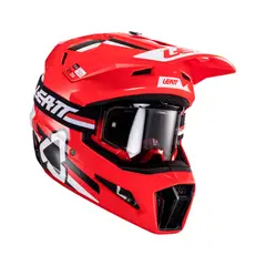 LEATT - Kit Casco Con Antiparra Moto 3.5 V24 Rojo L