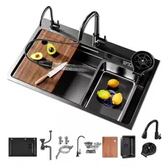 KUANGYE - Combo Lavaplato Empotrado 80x45cm Acero Inoxidable Con Todos