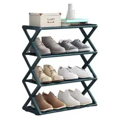 GENERICO - Zapatero Armable Tipo Z Organizador 4 Niveles Ordenador Verde
