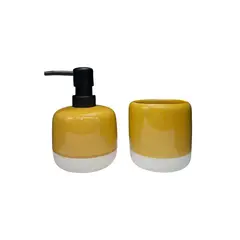 OEM - Set De Baño 2 Piezas Ceramica Mini Jabon Porta Cepillo