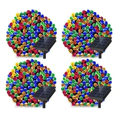 GENERICO - Pack X4 Luces Solares Navidad Guirnalda 10 Metros 100 Led Multicolor