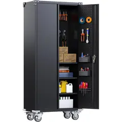 GENERICO - Armario Metalico Alto con panel para herramientas Linea Black SA-TC-S05