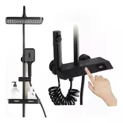 KUANGYE - Ducha Columna Visor Digital 4 Funciones Inox Y Bidet