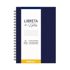 ADETEC - Libreta De Notas A5 Anillado Papel Beige 100 g X 80 hojas