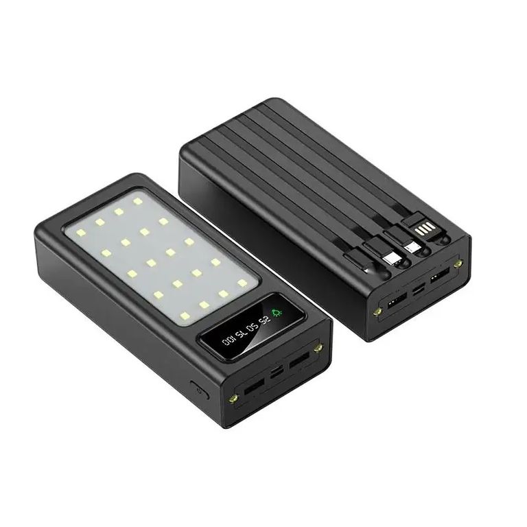 Batería Portátil Power Bank 30000mAh Carga Rápida y Luz de Emergencia.