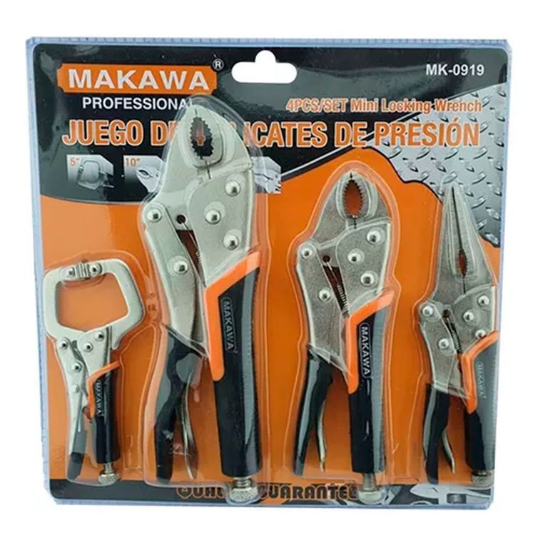 Set Kit De Alicate Tipo Caiman De Presion 4 Piezas Makawa a $13.500
