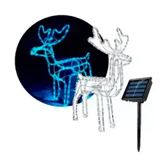GENERICO - Reno De Navidad Luces Led Solar 95 Cm Luz Azul