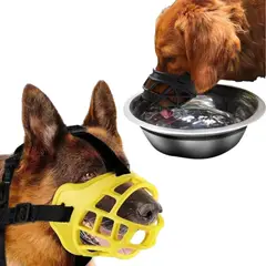 GENERICO - Bozal Para Perros De Goma - Talla 6 - Color Amarillo