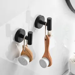 GENERICO - Pack de 2 percheros Acero Inoxidable Color Negro