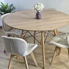CORI CORI - Comedor Mesa Wood 100cm + 4 Sillas Mariposa Velvet Beige