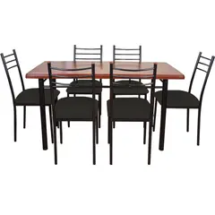 RECUTEX - COMEDOR METAL MADERA RANCO 6 SILLAS NEGRO