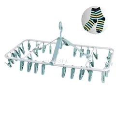GENERICO - Pinzas Colgador Calcetín Ropa Interior 32 Clips Plegable