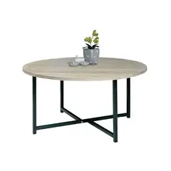 HABITA2 CHILE - Mesa de centro redonda madera natural base metal 80cm diametro
