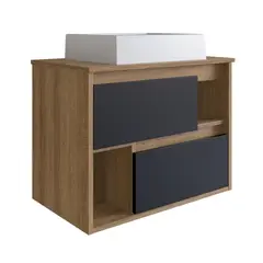 DF HOME - Vanitorio Mural Nova 2 puertas Castaño Negro con Lavamanos LVP03.071