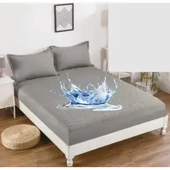GENERICO - Cubrecolchón gris king protector impermeable 2 funda almohada TF