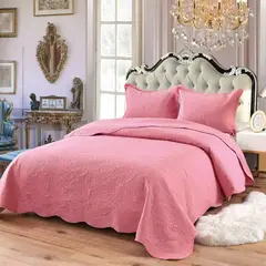 GENERICO - Quilt de Verano 2 plazas. Color Rosado Meipulis