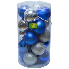 PROPLASTIC - Set de 20 esferas azul y plata 10 cms