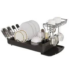 BAZUCA - Secaplatos Escurridor de platos de estilo nordico 2 niveles Negro