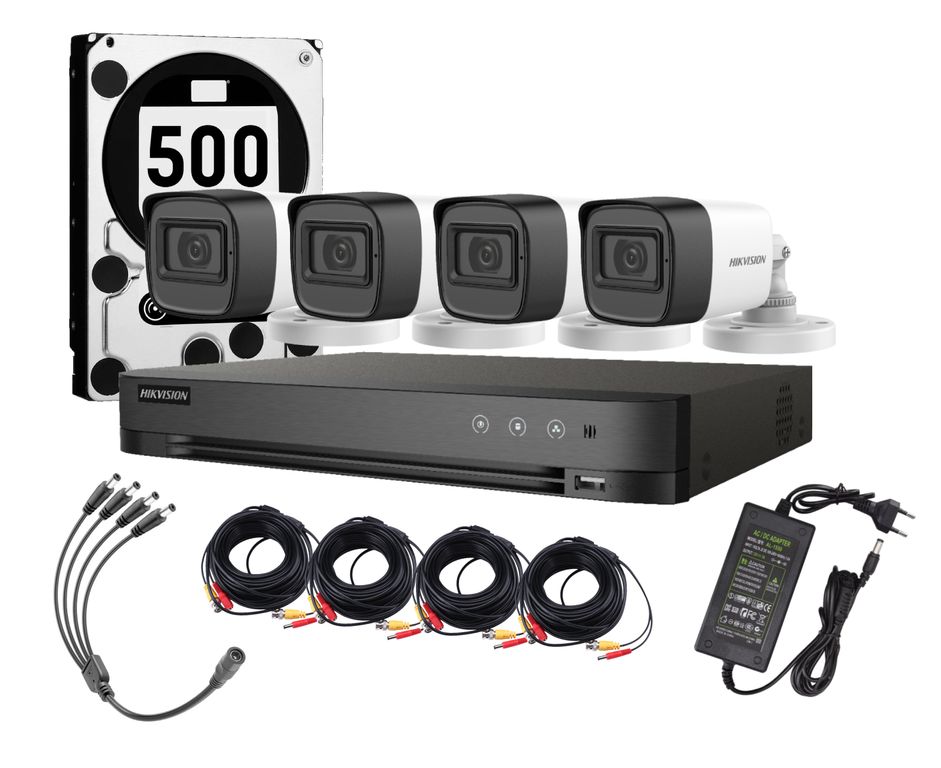 HIKVISION Kit 4 Camaras 4 Bala Fhd 1080p Lite Dd 500gb