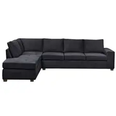 INNOVAMUEBLES - Seccional Senna XL Izquierdo Felpa Negro.