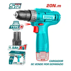 TOTAL TOOLS - Taladro Inalámbrico 12V 10mm + Bat 15ah tipo C Total.
