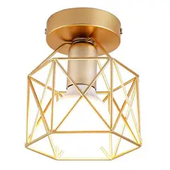 CASA NEW - Lámpara de Techo Vintage De Jaula De Metal - Dorado