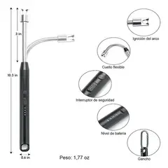 GENERICO - Encendedor Eléctrico Recargable Portátil Usb Para Cocina Color Negro