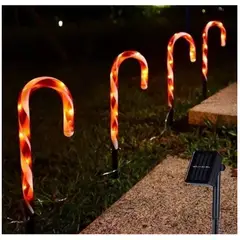 GENERICO - Pack 5 Bastones de Jardin Decoracion Navideña Estaca Solar 50 cm