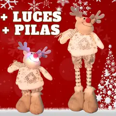 GENERICO - Reno Navideño patas largas con luces Plateado