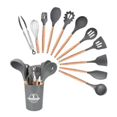GENERICO - Juego De 12 Utensilios De Cocina Silicona Gris