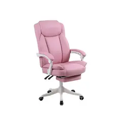 CRUSEC - Silla PC de Cuero Boss para Oficina Reposapies Osaka Rosa