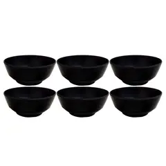 GENERICO - Set 6 Bowls de Melamina color Negro de 20 cm