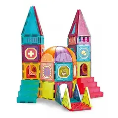 GENERICO - Bloques magnéticos de castillo y auto 94 piezas de colores
