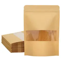 GENERICO - 150 Bolsas Kraft Doypack 14x20x4 cm con ventana