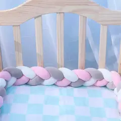 GENERICO - Cojín Trenza Protección Para Cuna De Bebés Rosa 3mts