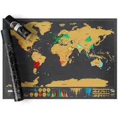 KUANGYE - Mapa Del Mundo Raspado En Oro Negro Para Raspar Viajeros