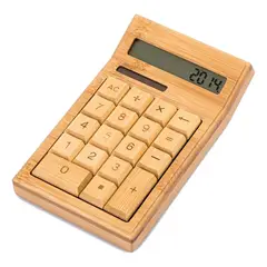IMPORTCLICK - Calculadora Mesa Escritorio Bambú 12 Dígitos Solar
