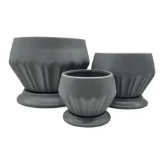 GENERICO - Set 3 Maceteros Maceta De Ceramica Diamante Elegante Gris