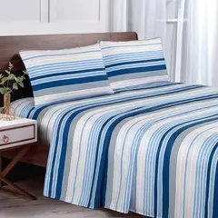 ANDES - SABANA MICROFIBRA ESTAMPADA LINEAS AZUL 15 PLAZA