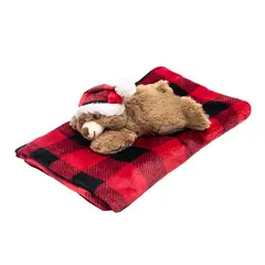 BAMBINO - Frazada Y Peluche Set 2 Piezas Navidad Oso Café