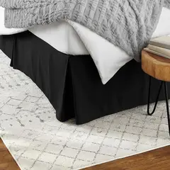 AZ AURAZEUS - Faldon Cama King Negro Liso Elasticados Premium Aura Zeus