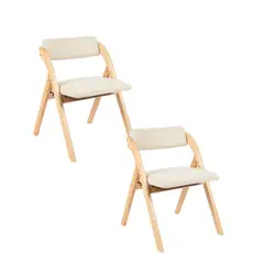 KLIK - Pack de 2 Sillas Betlahem de madera plegable acolchada - Beige