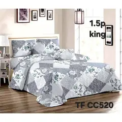 ANGELES DEL HOGAR - Cobertor de Verano Quilt King  Gris con Blanco TFCC520