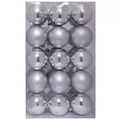 PROPLASTIC - Set de 30 esferas de 6 cms color plata