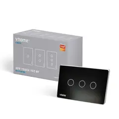 VHOME - Interruptor Wifi RF Design Vector Black Sin Neutro 3 Canales
