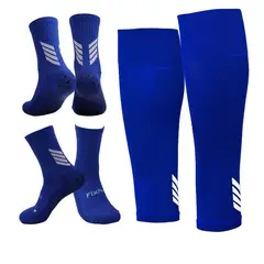 FITNICS - Medias Calcetas Futbol Antideslizante Set 2 + Pantorrillera - Rojo