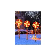 GENERICO - Pack 5 Unidades Luces de Navidad Estaca Forma Caramelo
