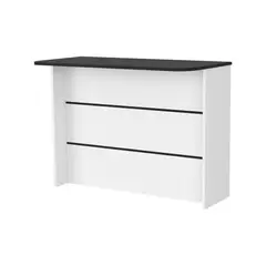 FMFURNITURE - Isla Cocina con 2 Repisas - Blanco y Negro 54.5x120x34 cm.